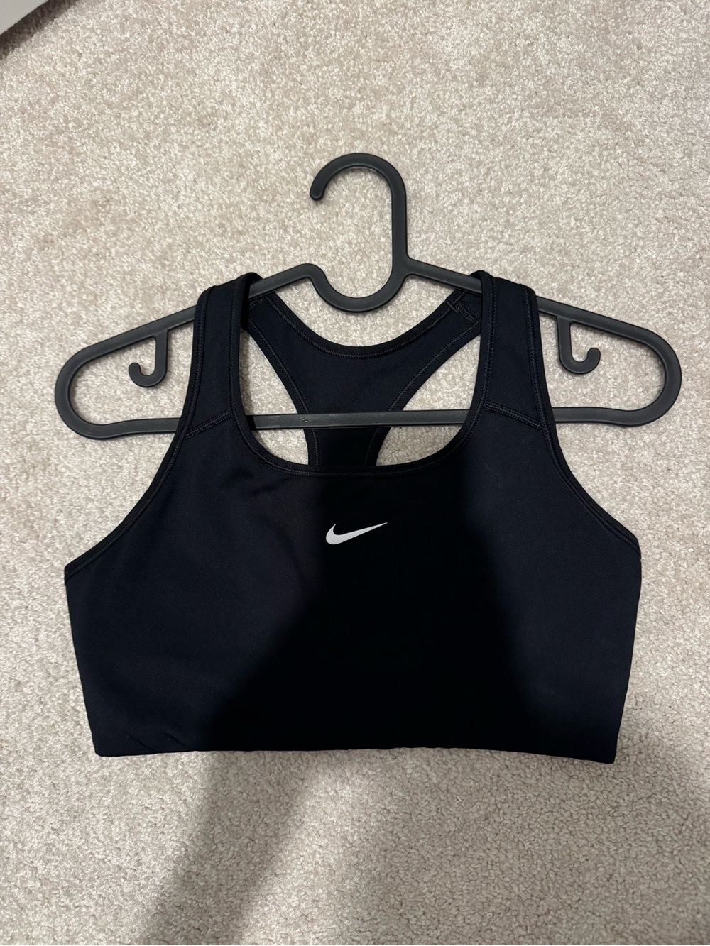 Nike Black Racerback Sports Bra with White Swoosh